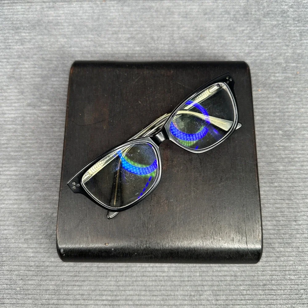Link Occhiali Black Tortoise Rectangular y2k Eyeglasses Frames 54-15-140 C.1 vtg